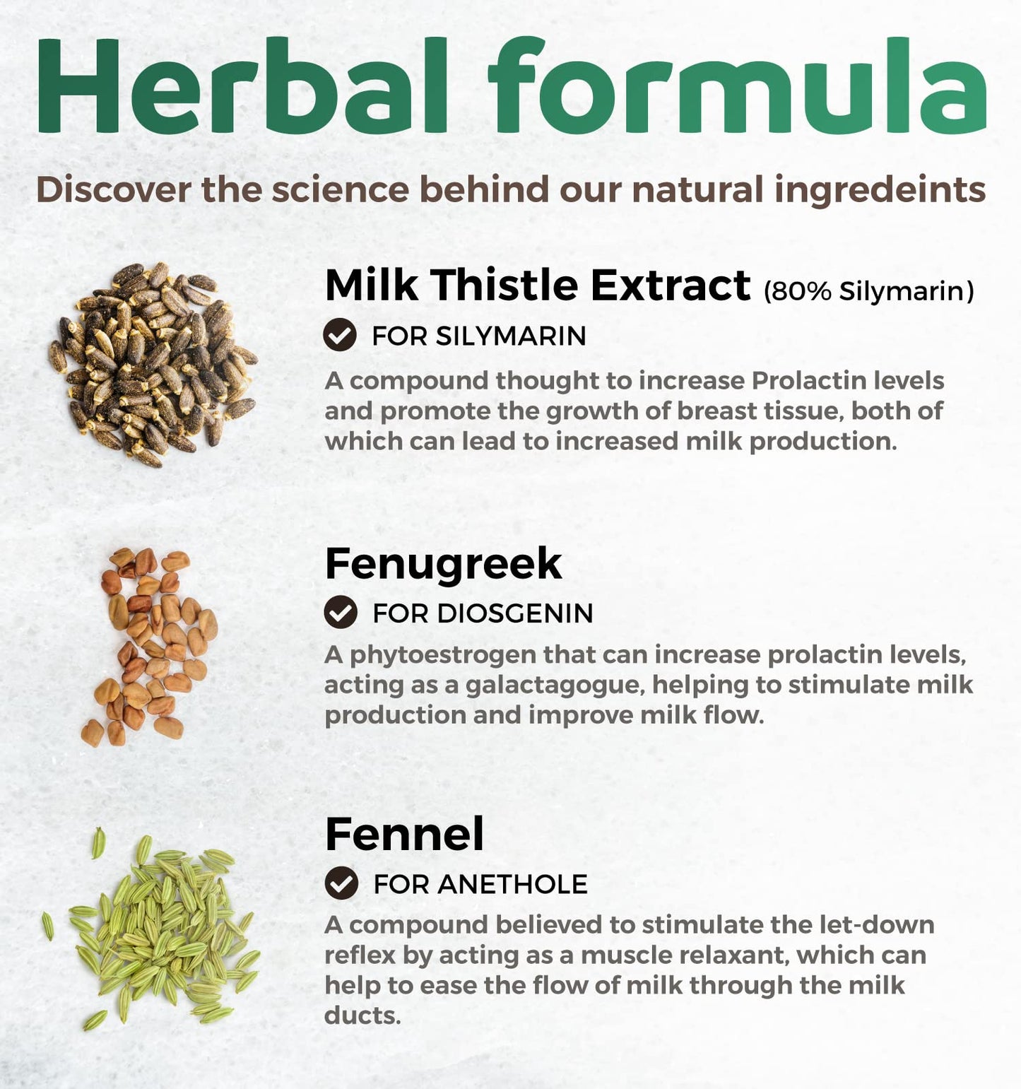 USDA Organic Lactation Supplement - Increase Milk Supply with Herbal Breastfeeding Support - Aid for Mothers - Organic: Fenugreek Seed, Fennel & Milk Thistle - 60 Vegan Capsules (No Pills or Cookies)