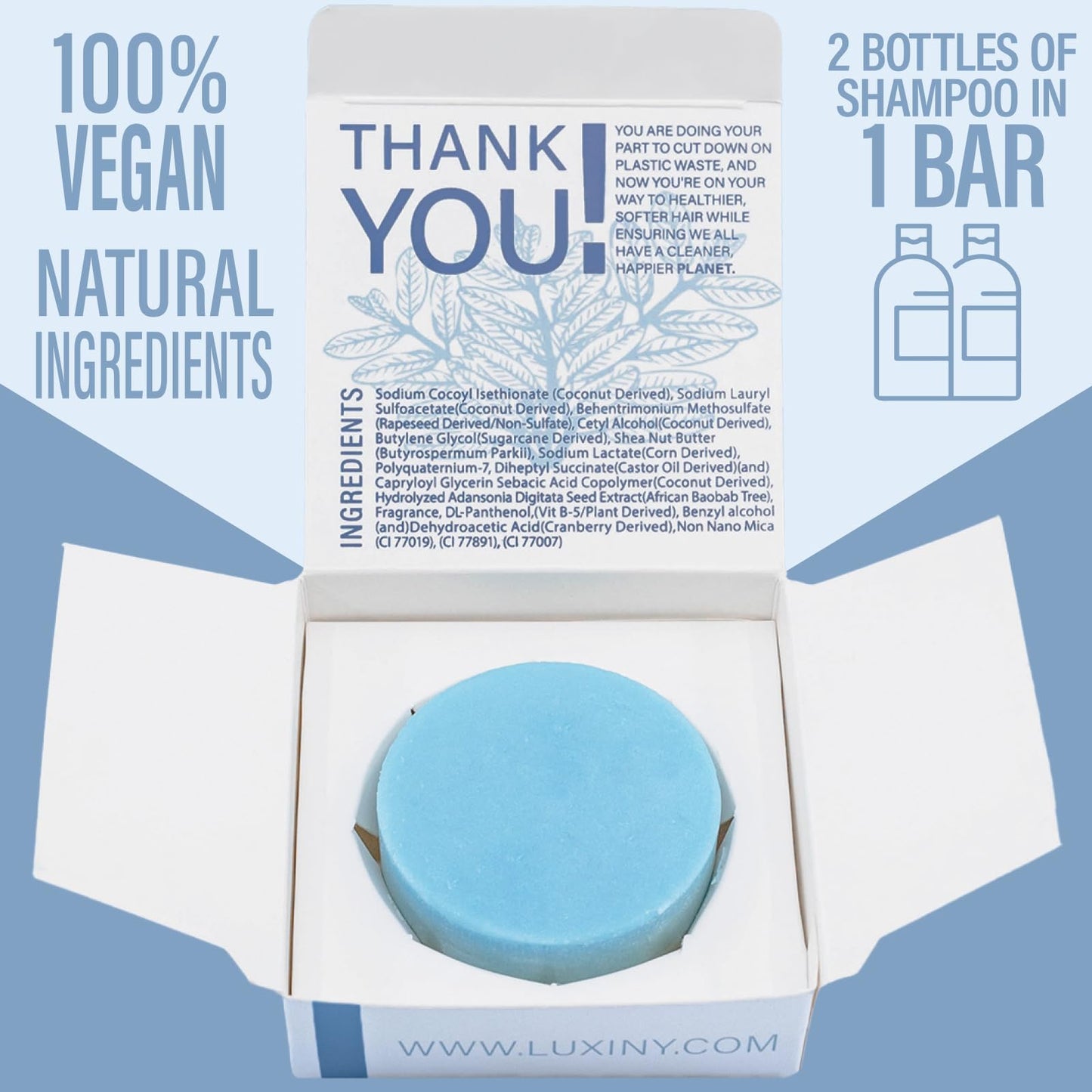 Luxiny Travel Shampoo and Conditioner Bar - Plant-Based, Multipurpose, TSA Compliant, Eco-Friendly, Sulfate & Paraben-Free, Suitable for All Hair Types & Color-Treated Hair, 200 grams, Bay Rum Scent