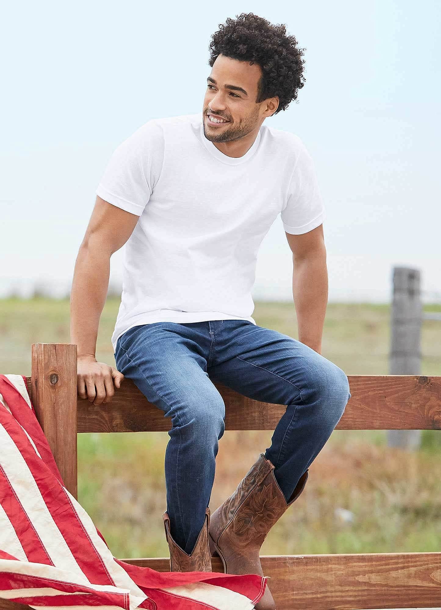 Jockey Men's Undershirt Made in America 100% Cotton Crew Neck T-Shirt - 2 Pack, White, M