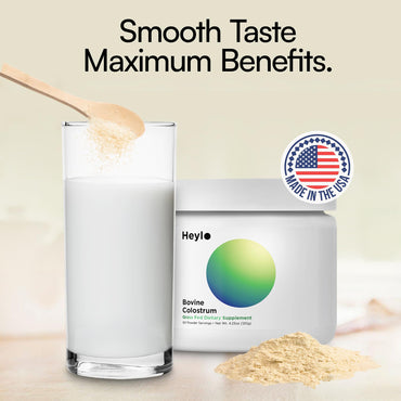 Heylo Premium Colostrum Powder – 100% Pure, Grass-Fed Bovine 40% IgG Supplement, Natural Gut Health Bloating Immunity Skin & Hair, Muscle Recovery, Rich in Immunoglobulins, 60 Servings
