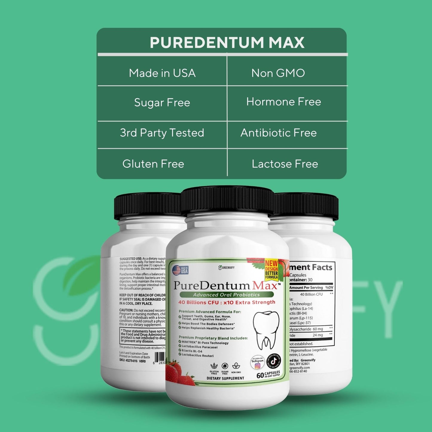 Puredentum Max Prodentim for Gums and Teeth Health & Fresh Breath - 40 Billion CFU Advanced Oral Probiotics for Mouth Bad Breath, Capsule Supplement (1)