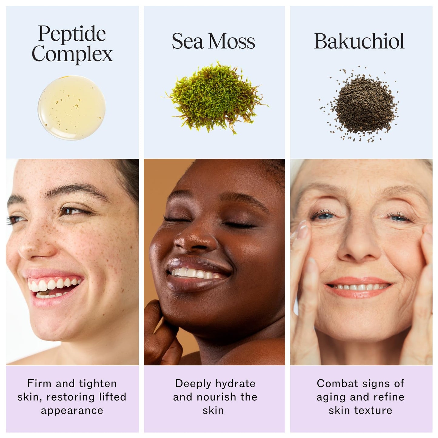 LilyAna Naturals Bakuchiol Face Lift Cream with Sea Moss and Peptide Complex - Face Cream for Women - Moisturizing and Lifting Facial Cream - Anti-Aging Overnight Moisturizer - Made in the USA