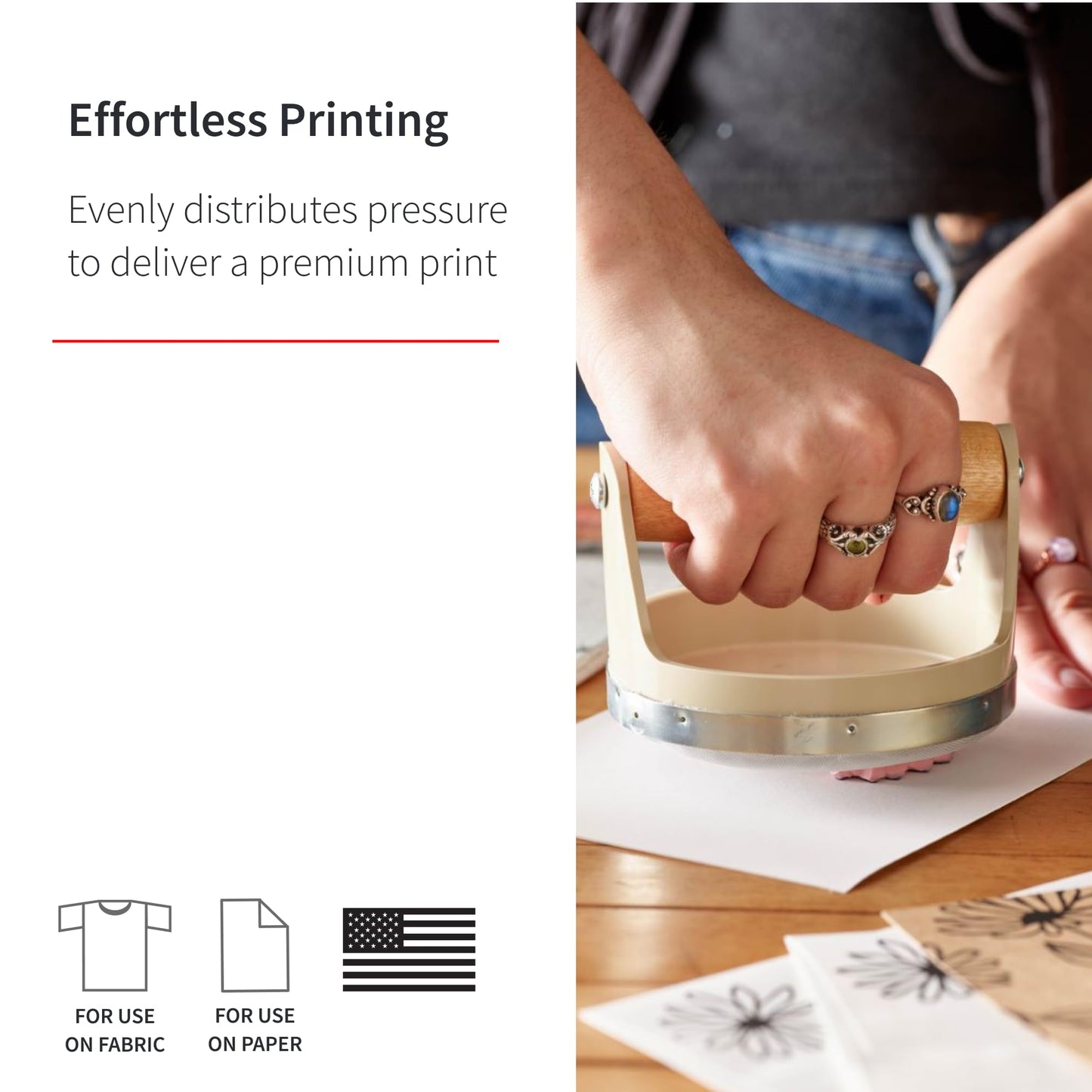 Speedball Block Printing Baren - Comfortable Wooden Handle, Made in the USA - 4 Inches (4139)