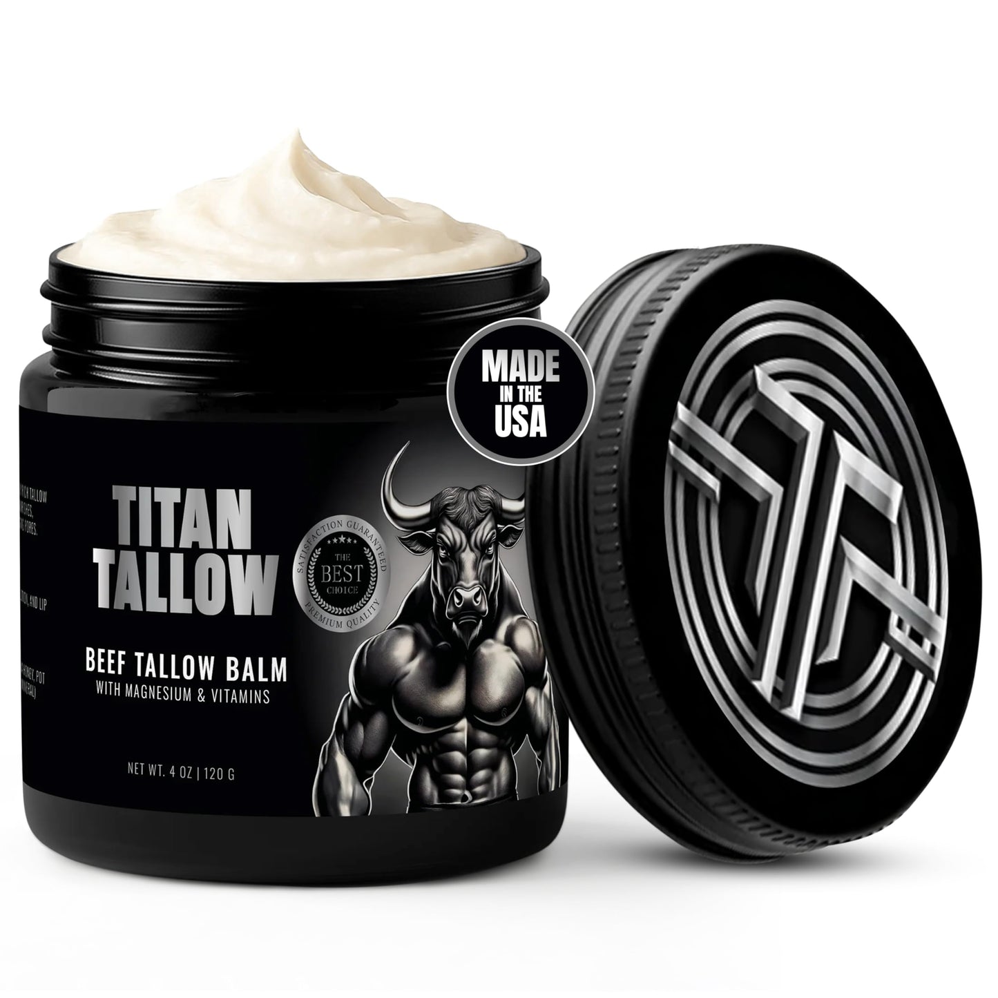 Magnesium Beef Tallow Balm for Sleep, Leg Cramps & Pain, Muscle Relaxation, Moisturizing Topical Cream - Organic Grass-Fed & Grass-Finished Tallow with Manuka Honey Skin Care, Face & Body Lotion