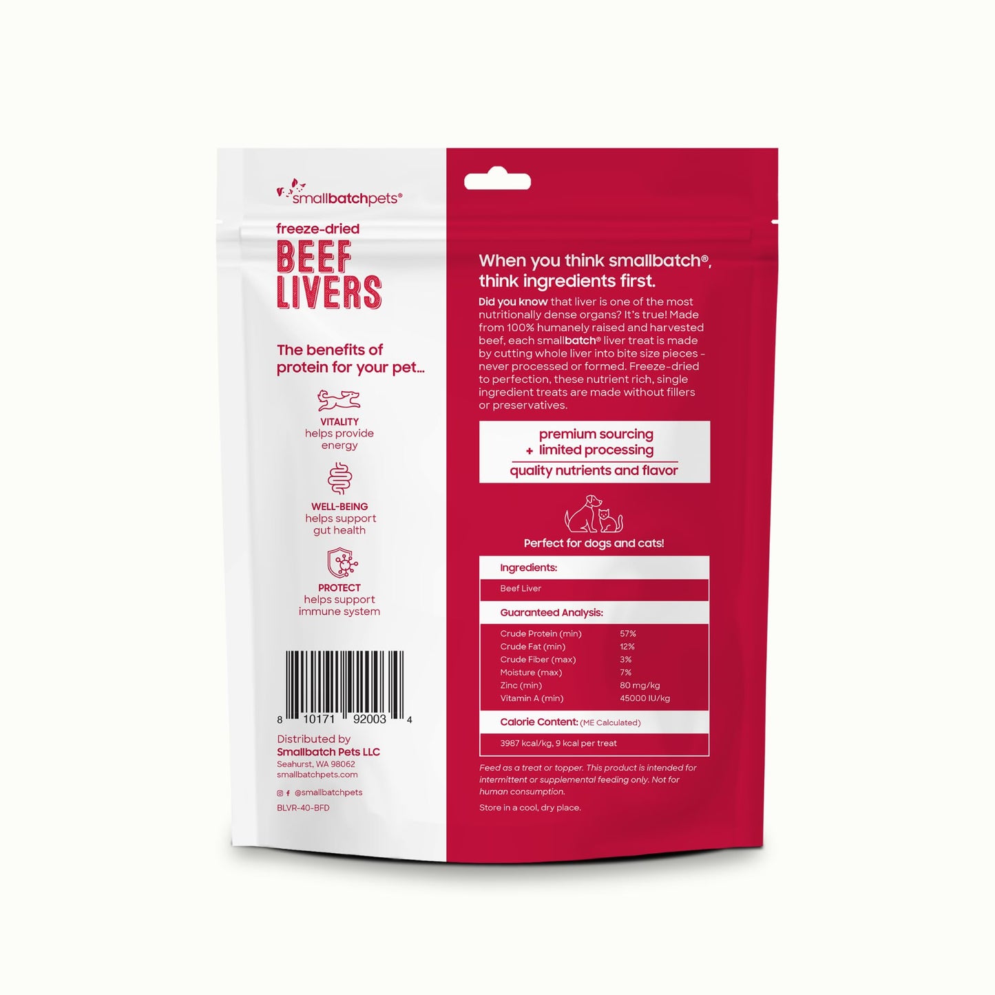 smallbatch Freeze Dried Dog Treats, Beef Liver Treats for Dogs & Cats, High Protein, Single Ingredient Dog Treat for Training or Food Topper, Natural, Humanely Sourced Meat, Made in The USA, 4 oz