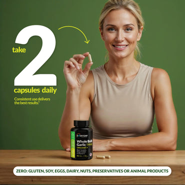 4-in-1 Garlic Supplement with Organic Whole Bulb Garlic, Black Turmeric, Ginger Extract & Vitamin C – Immune Support & Antioxidant Supplement – High Potency Vegan Formula – Made in USA – 90 Capsules