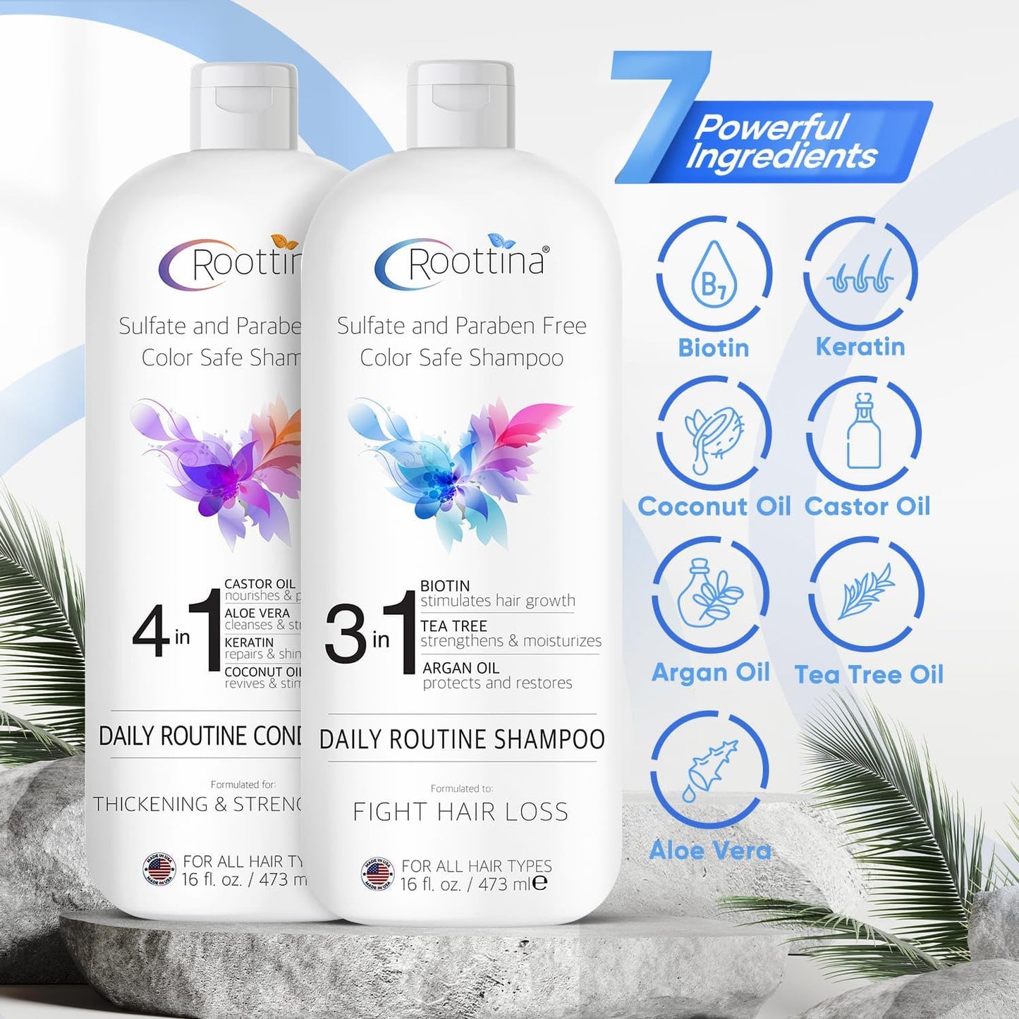 Hair Thickening Shampoo and Conditioner Set for Thinning Hair and Hair Loss Concerns – Volumizing Formula With Biotin & DHT Blockers, Sulfate-Free, Color-Safe, for Women & Men, Made in USA, 16fl oz x2