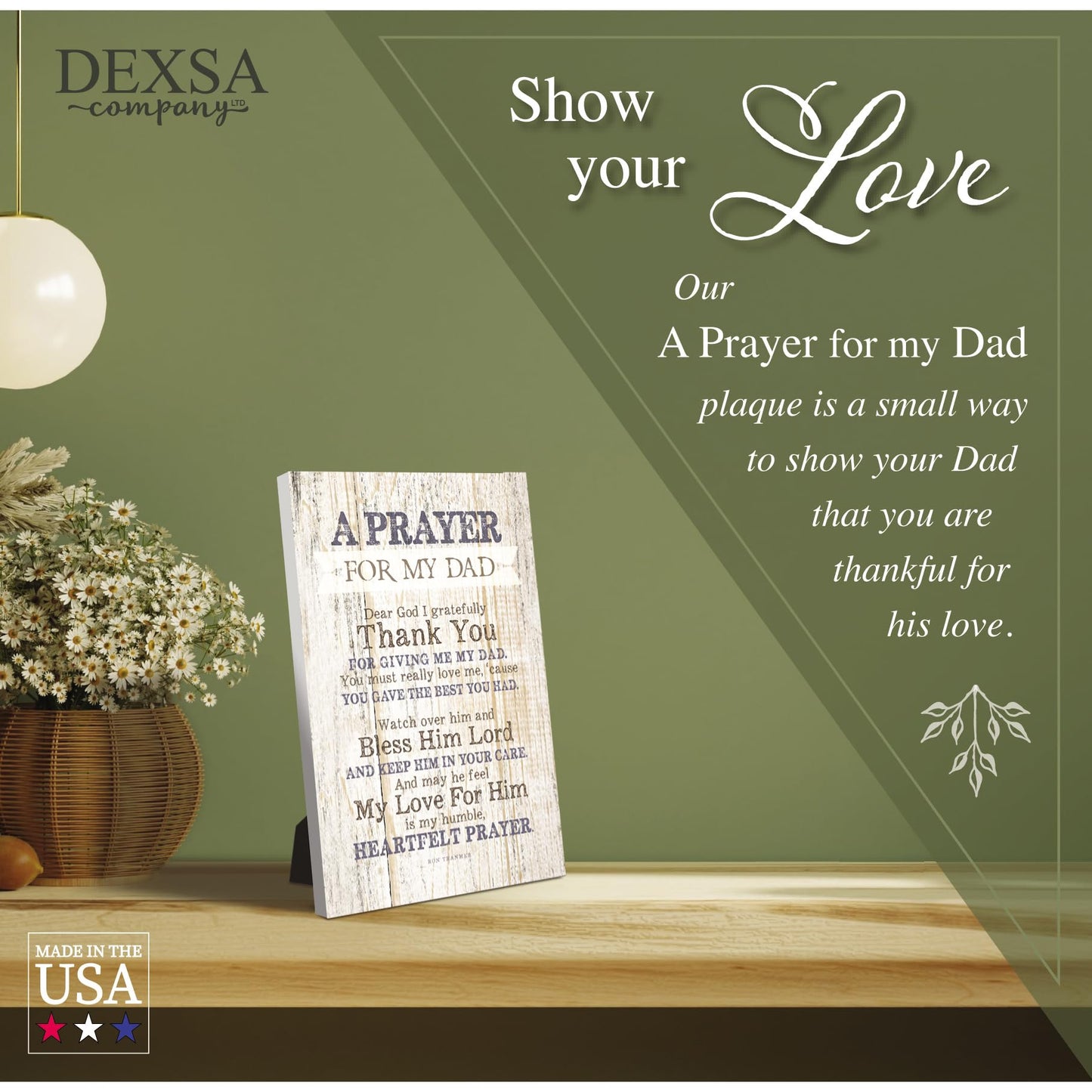 DEXSA Prayer for My Dad Wood Frame Wall Plaque for Father’s Day, Birthday Gift for Dad | Made in USA | Bonus Dad Gift, Father-in-Law Picture Frame | Best Dad Plaque from Son or Daughter