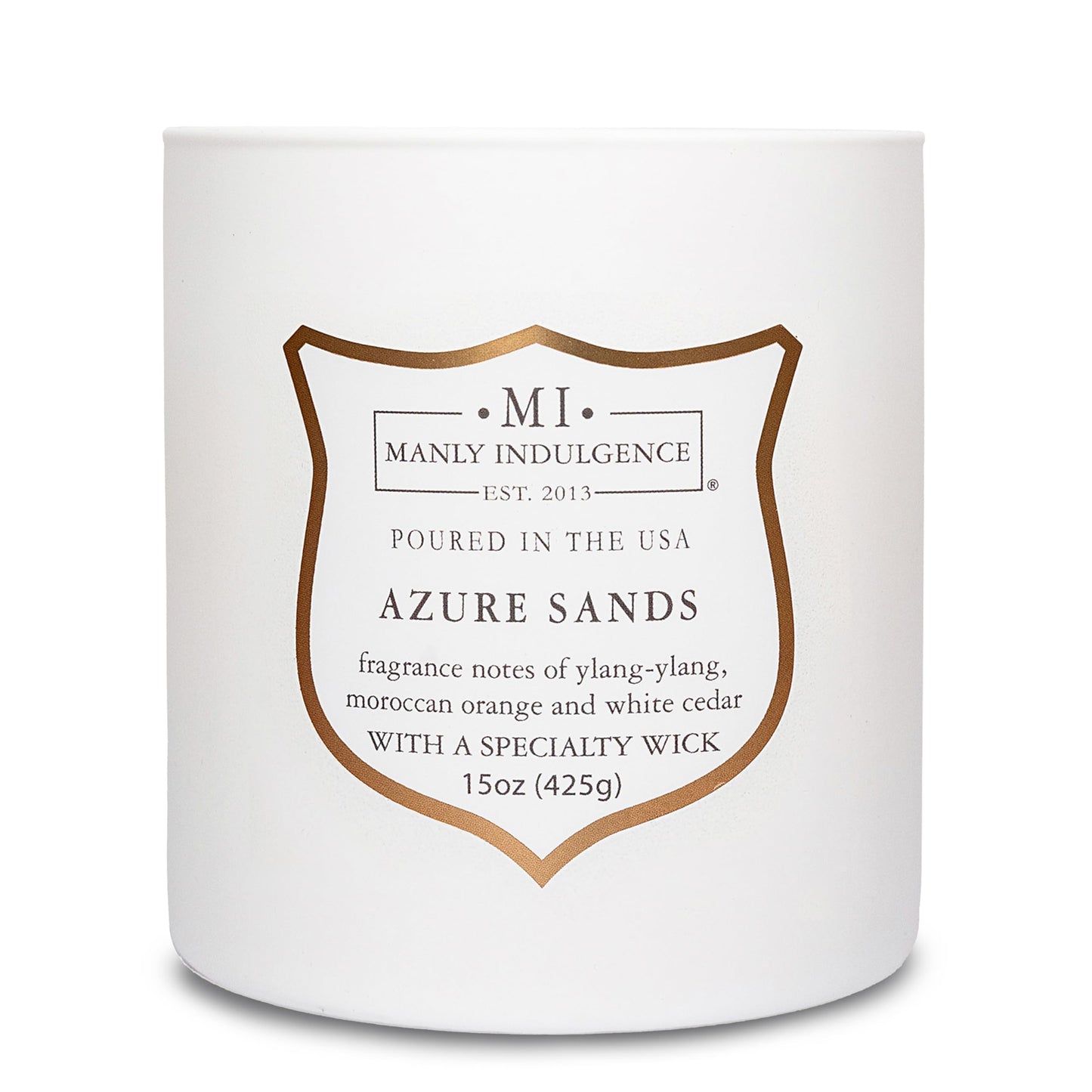 Manly Indulgence Azure Sands Scented Candles for Men, 15 oz Wooden Wick, Fathers Day Candle, 60H Burn, Candles for Home Scented - Made in The USA