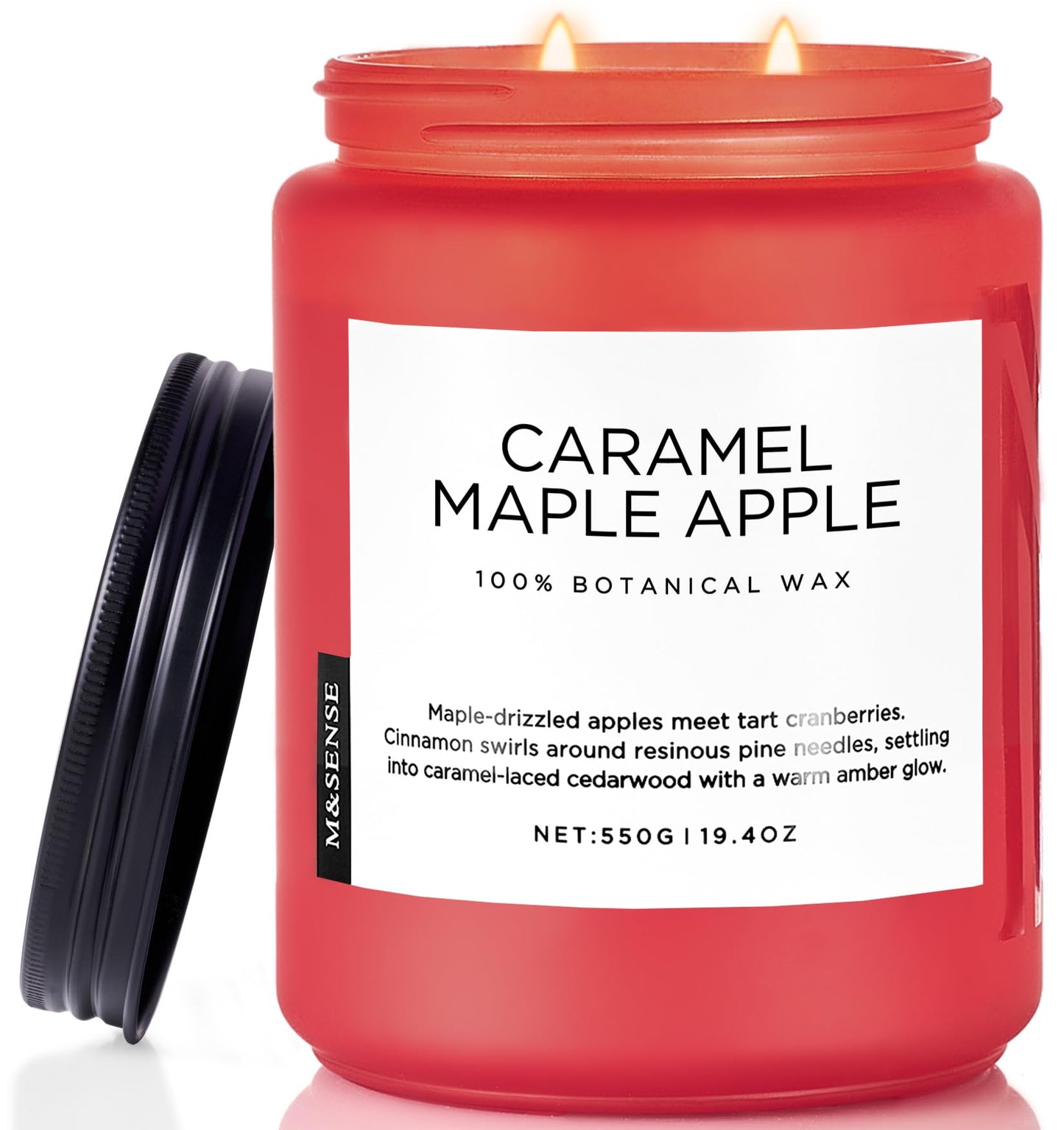 M&SENSE Caramel Apple Pie Candles for Home Scented, Natural Soy Wax 19.4oz Long Lasting 110 Hours Clean Non Toxic Large 2 Wick Candle Gifts for Thanksgiving Housewarming