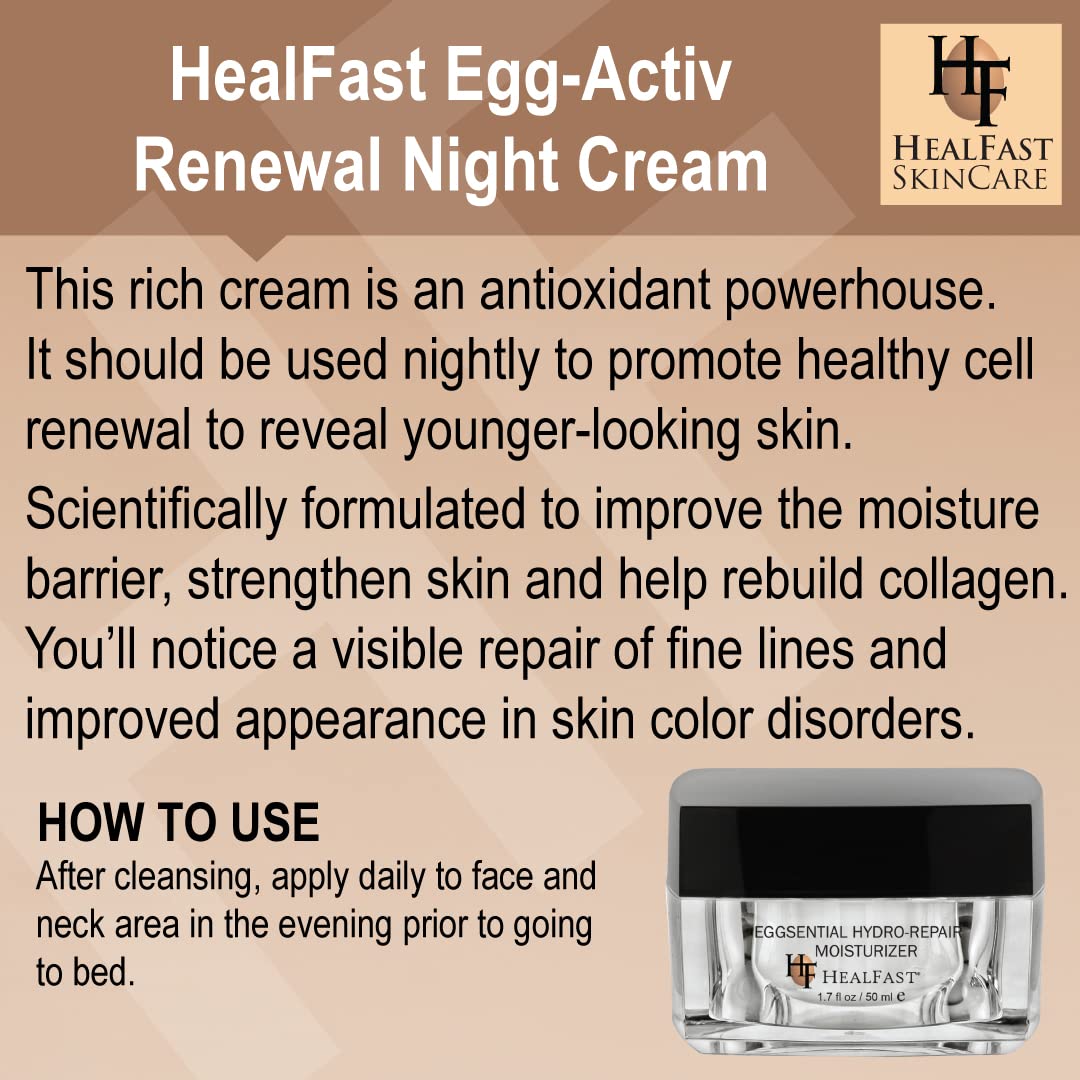 HealFast Egg-Activ Renewal Night Cream For Face – Enhance Your Anti-aging Skincare Routine – Promotes Healthy Cell Regeneration for Younger-Looking complexion – For Both Men and Women