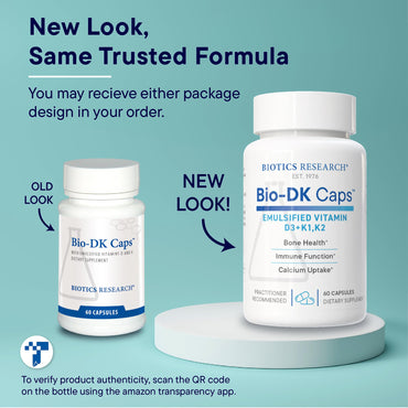Biotics Research Bio-DK Caps™–Emulsified Vitamin D and K, Vitamin D3 125 mcg & Vitamin K (k1,k2) 550 mcg- MK7– Vitamin D3 K2 K1, Stronger Bones, Musculoskeletal Strength, Healthy Heart & BMI 60 Caps