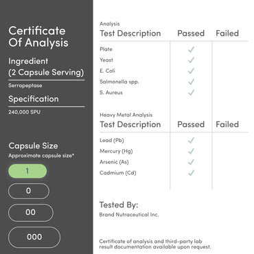 Serrapeptase 240,000 SPU Max Potency (120 Veggie Capsules) Proteolytic Enzyme for Sinus, Respiratory and Joint Health (Non-GMO, Gluten Free, Vegetarian Safe) by Double Wood