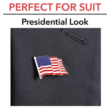Silver Plated Waving American Flag Lapel Pin Made in USA (Silver Tone) (1 Pin)
