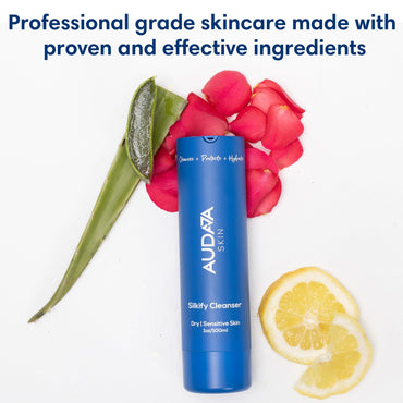 AUDAJA Silkify Cleanser for Dry & Sensitive Skin – Aloe Vera, Apple Stem Cell, Burdock Root & 0.2% Citric Acid – Hydrating, Soothing, Professional-Grade Face Wash – Made in USA, Cruelty-Free
