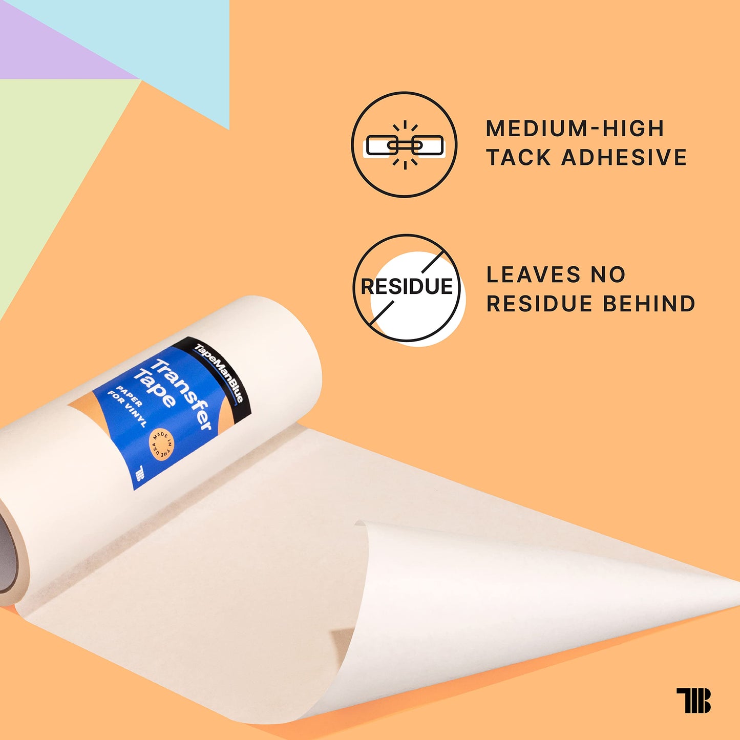 12" x 300' Roll of Paper Transfer Tape for Vinyl, Made in America, Premium-Grade Transfer Paper for Vinyl with Layflat Adhesive for Cricut Crafts, Decals, and Letters