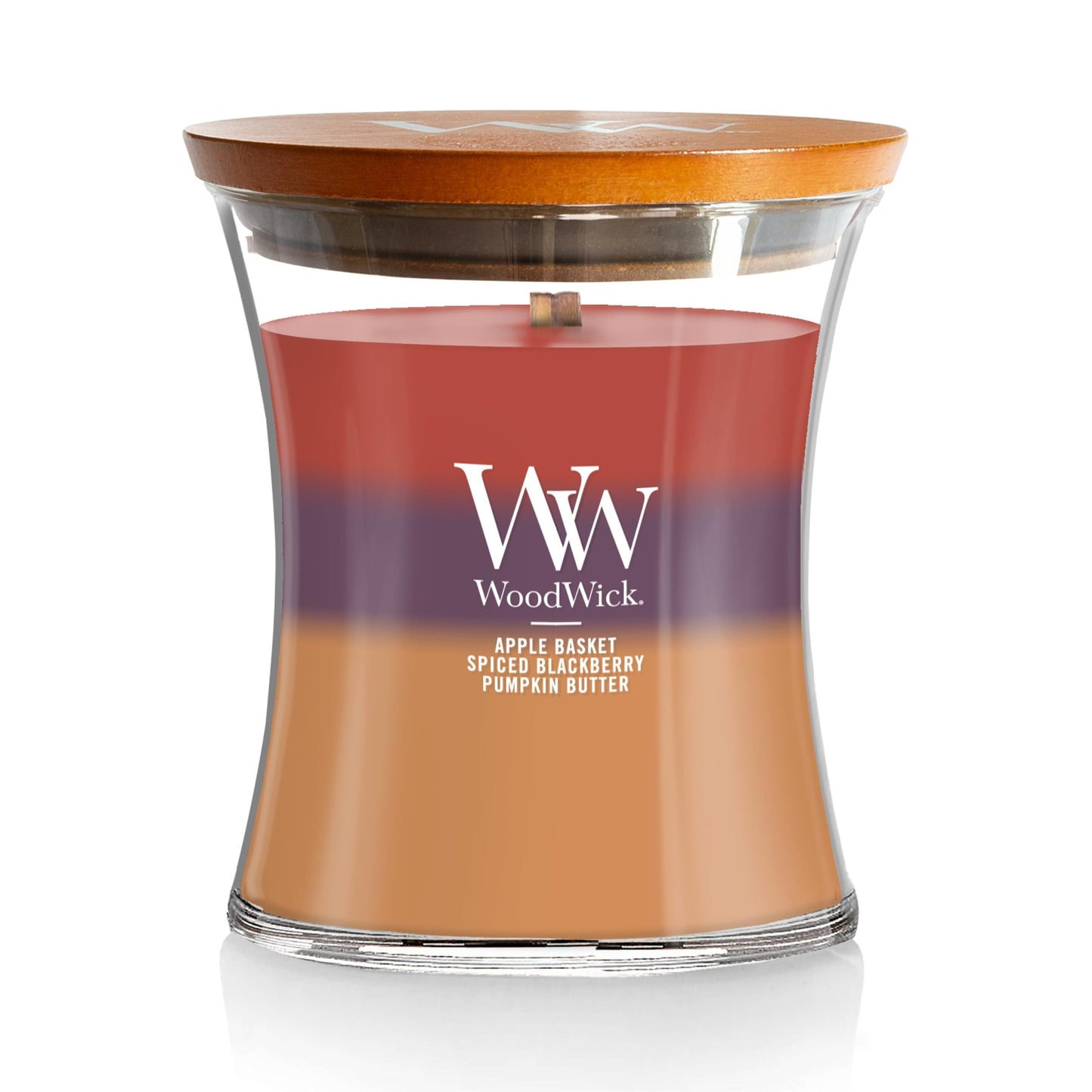 WoodWick Medium Hourglass Candle, Autumn Harvest - Premium Soy Blend Wax, Pluswick Innovation Wood Wick, Made in USA