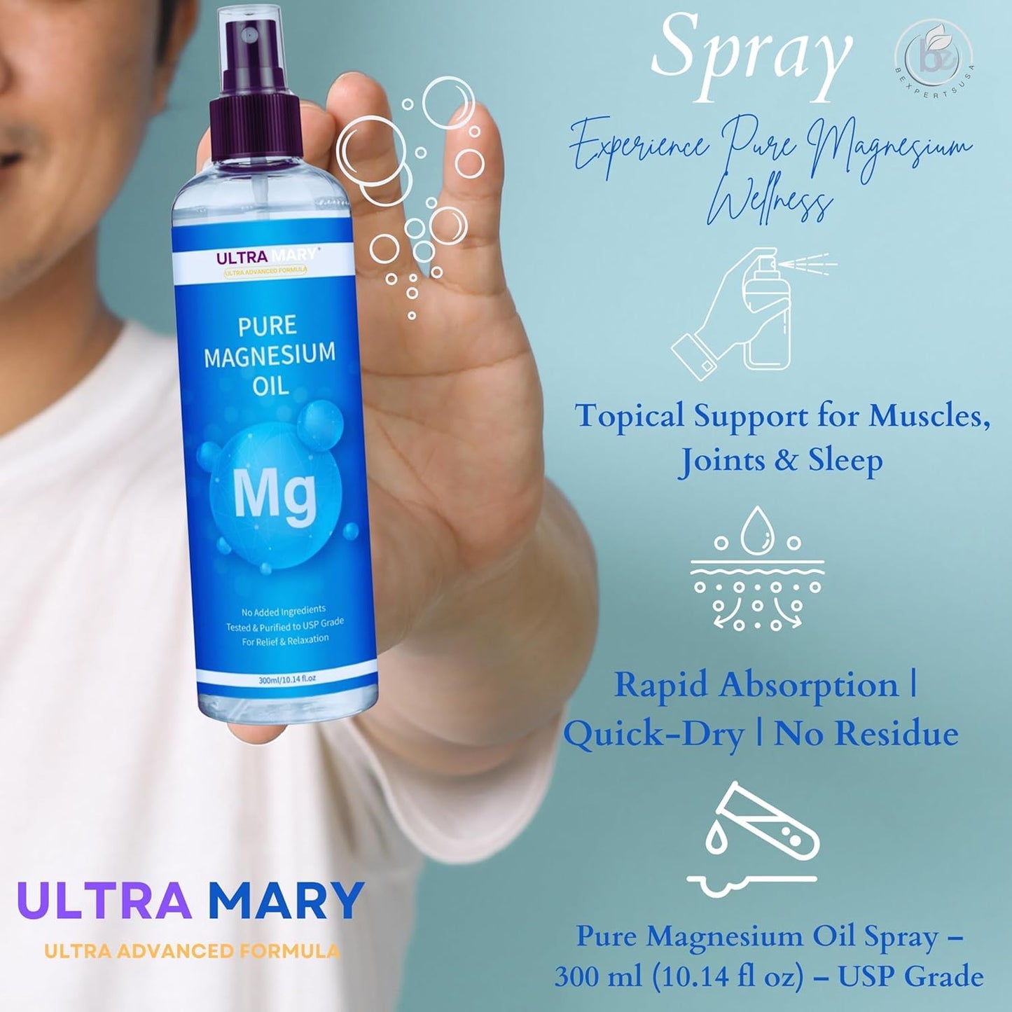 Magnesium Relief Combo|Pure Magnesium Oil Spray(300ml)+Magnesium Body Butter(4.23oz) USP Grade,Rapid Absorption,Lavender Cream|Joint & Muscle Support–Natural,Kid-Friendly Topical Duo (Músculos)