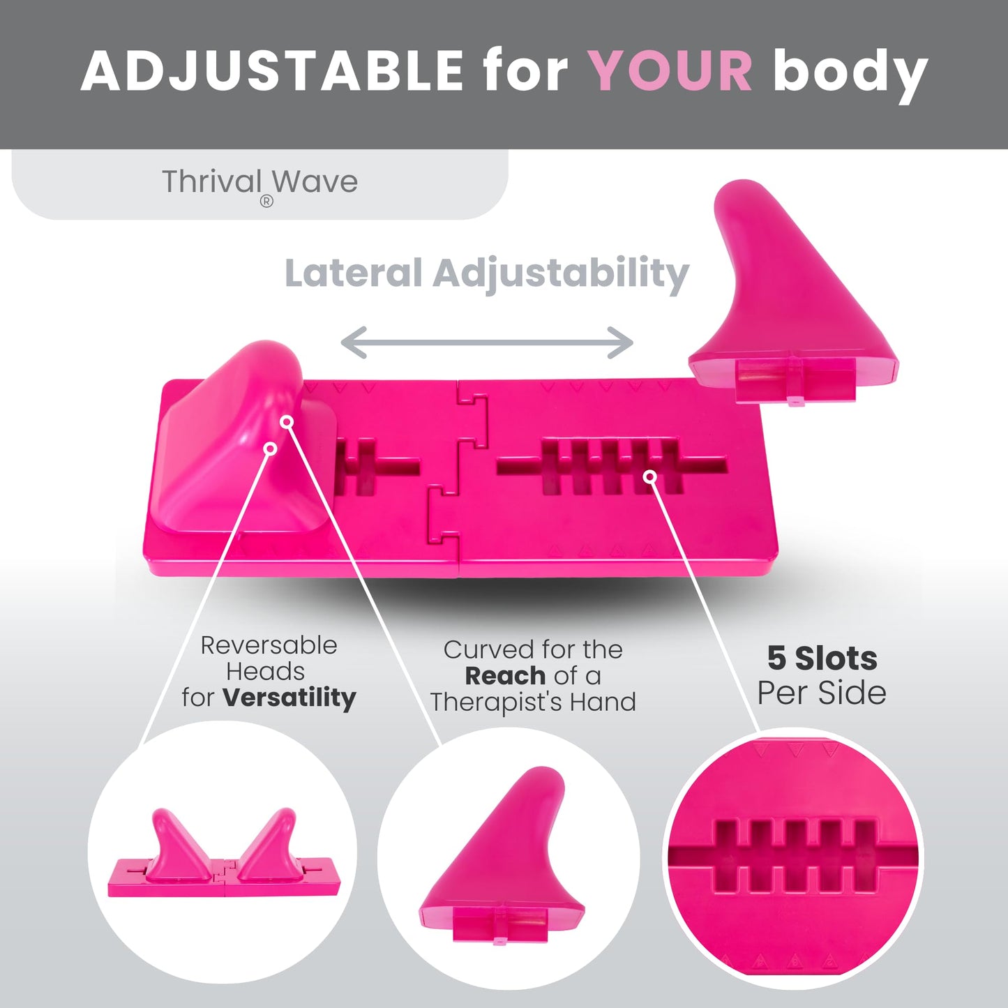 Thrival Wave - Fully Adjustable Psoas, Back and Hip Flexor Muscle Release Tool for Deep Tissue, Trigger Point Massage – Made in USA