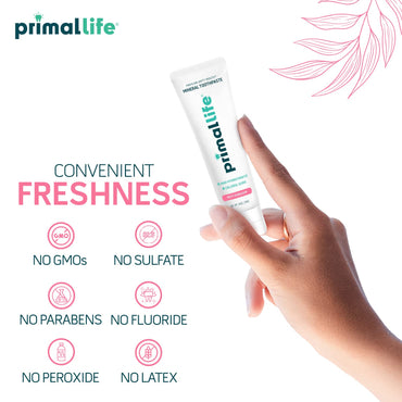 Primal Life Organics Premium Dirty Mouth Mineral Toothpaste - Nano-Hydroxyapatite, Colloidal Silver, Charcoal - Organic, All Natural Whitening Formula (Bubblegum Flavor, 4oz)