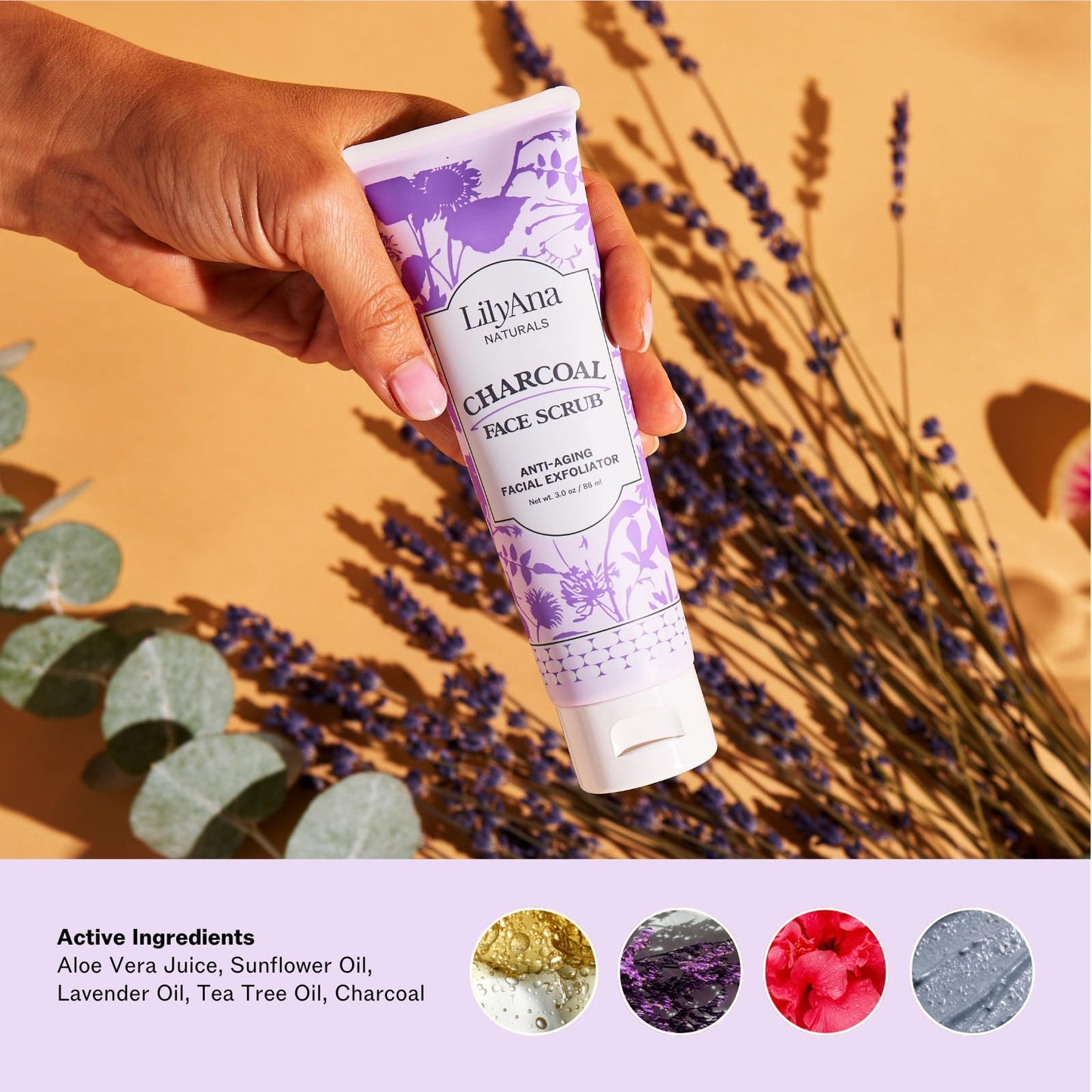 LilyAna Naturals Ageless Beauty Trio Skincare Set - Retinol Cream 1.7 oz, Charcoal Face Scrub 3 oz, Vitamin C Serum 1 oz - Anti Aging Wrinkle Cream for Face and Brightening Serum and Facial Scrub