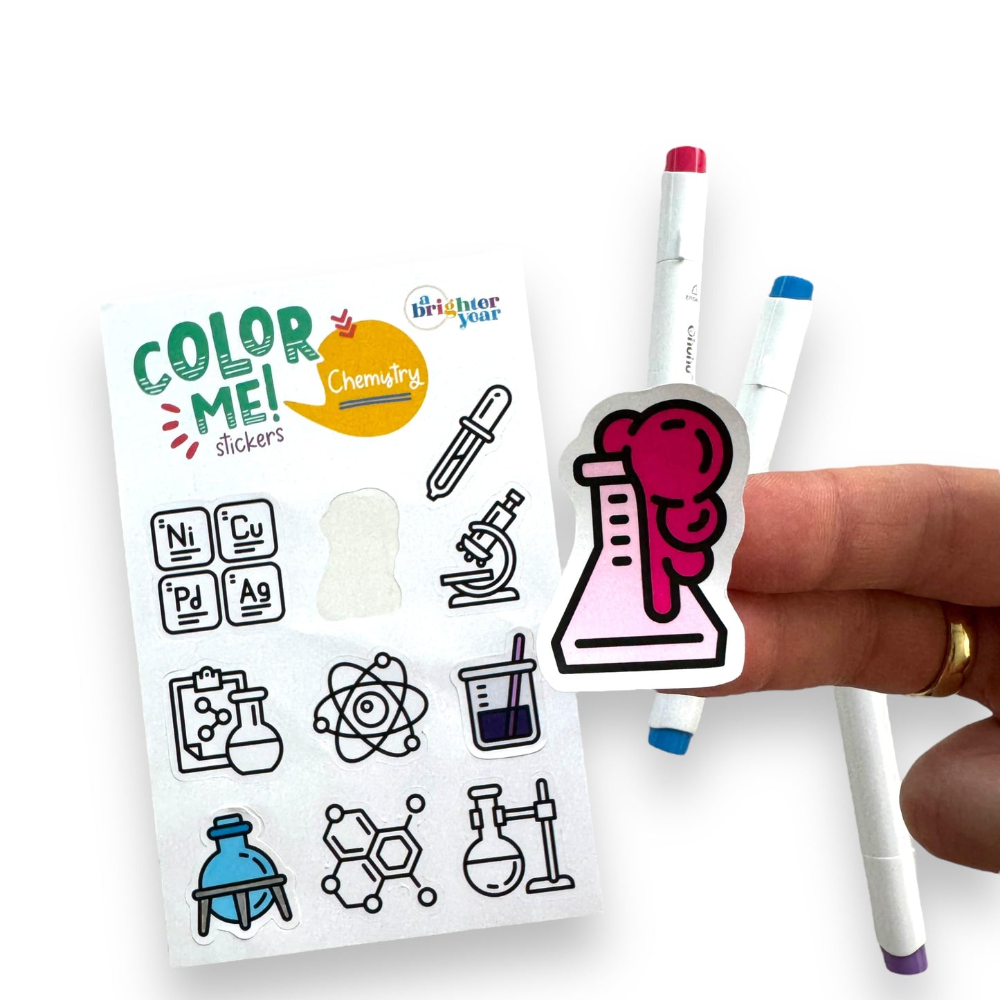A Brighter Year Color-Your-Own Sticker Bundle, Space & Science Edition -3-Pack of 8.5” x 5.5” Sheets of 10 Stickers Each – Each Sticker is 1.5-2” x 2-3”, Notebooks, Planner, Gift Wrap