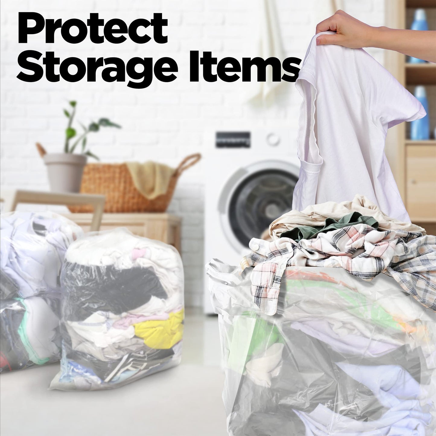 ToughBag Contractor Trash Bags 55-60 Gallon, Heavy Duty, 2.5 Mil Clear Garbage Bags, Tear-Resistant Large Trash Bags for Construction, Recycling & Home (50 Count) - Made in USA