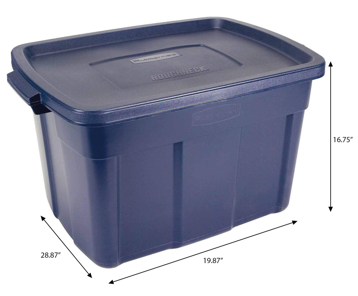Rubbermaid Roughneck Tote 25 Gal, 4 Pack, Made in USA, Dark Indigo Metallic, Rugged Plastic Stackable Storage Bins with Lids and Handles