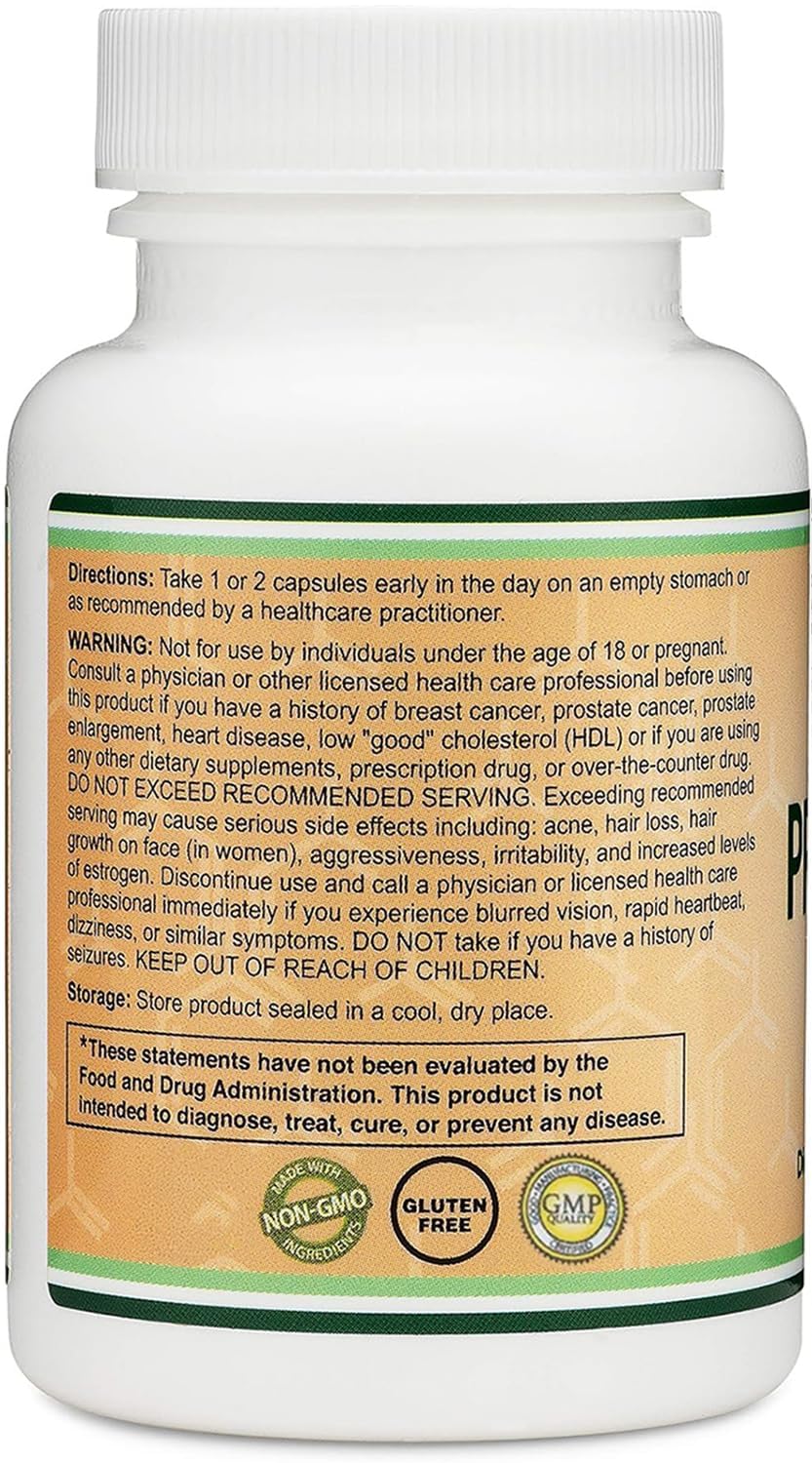 Pregnenolone 100mg per Serving (Converted to Progesterone to Boost Progesterone Levels) - Third Party Tested - 120 Capsules (50mg per Capsule) Non-GMO by Double Wood