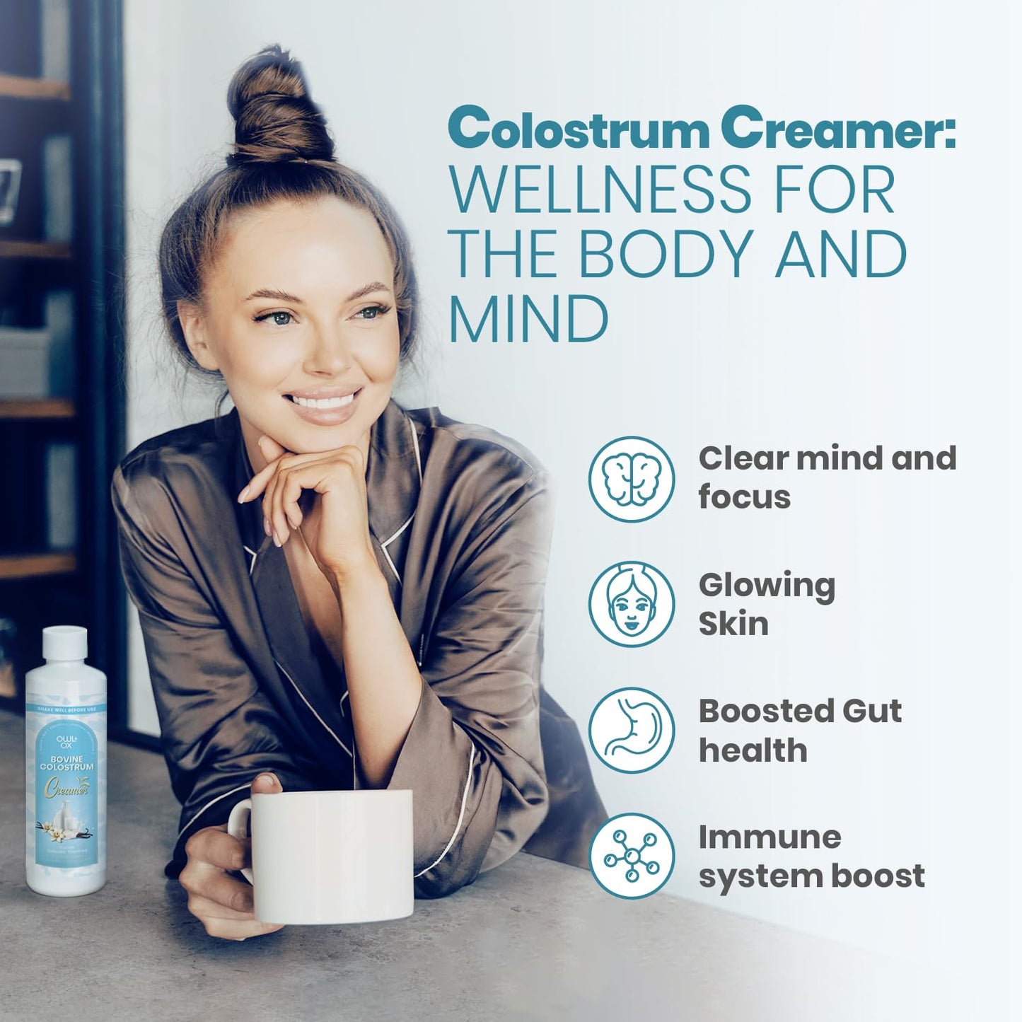 Bovine Colostrum with MCT Oil, Lactoferrin, IgG by Owl & Ox | Grass Fed, US Based | Skin Health, Gut Health and Immune Support | Sugar Free, Keto Friendly, Non GMO
