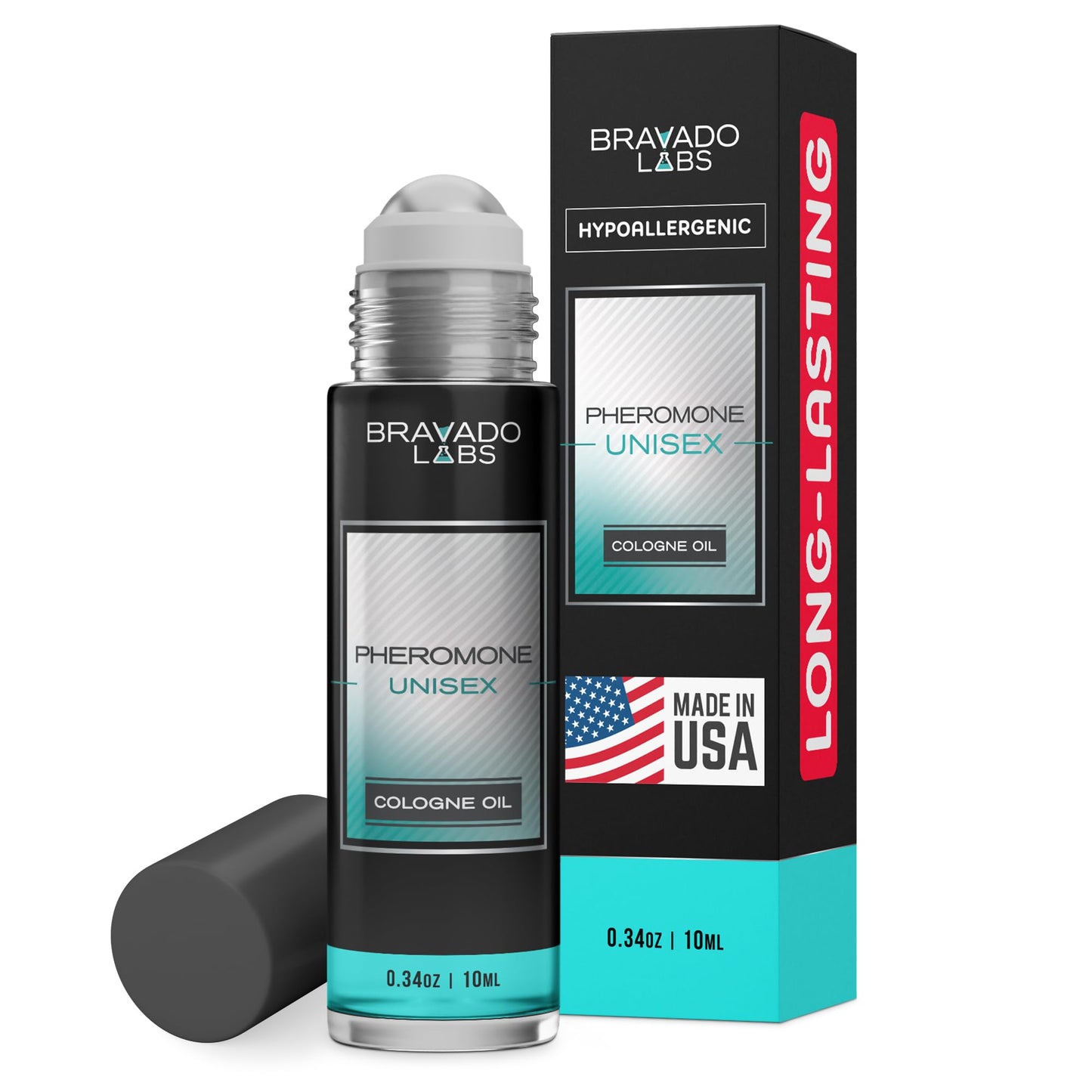 Bravado Labs Unisex Pheromones Cologne – Long-Lasting Perfume con Feromonas para Hombres y Mujeres - Attract and Boost Confidence – Daily Wear Aphrodisiac Fragrance - Roll-On