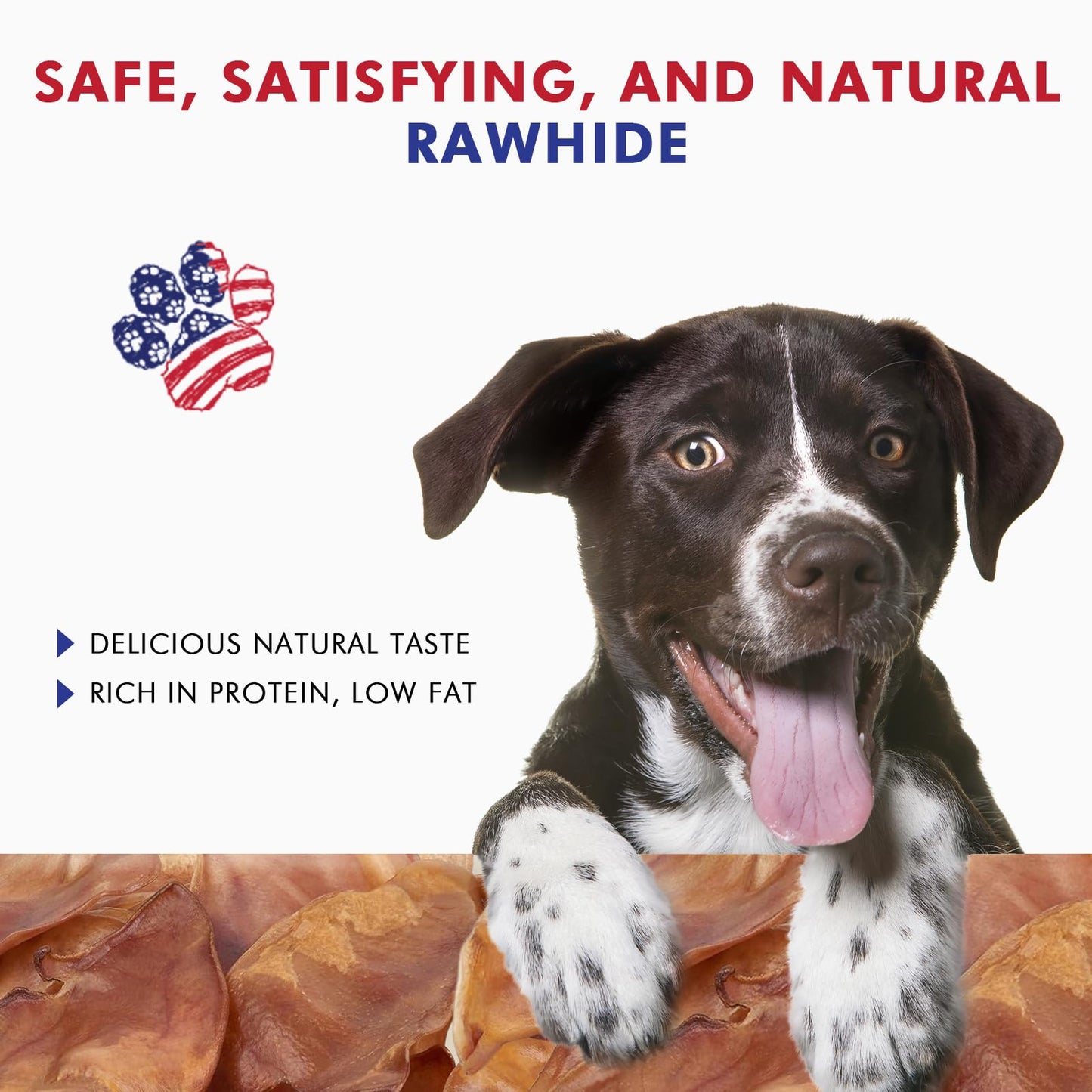 Pawfetto Premium Natural Whole Pig Ears, Easily Digestible Non-Rawhide Dog Chews, Long-Lasting Treats, Snacks for Dogs (Pack of 6)