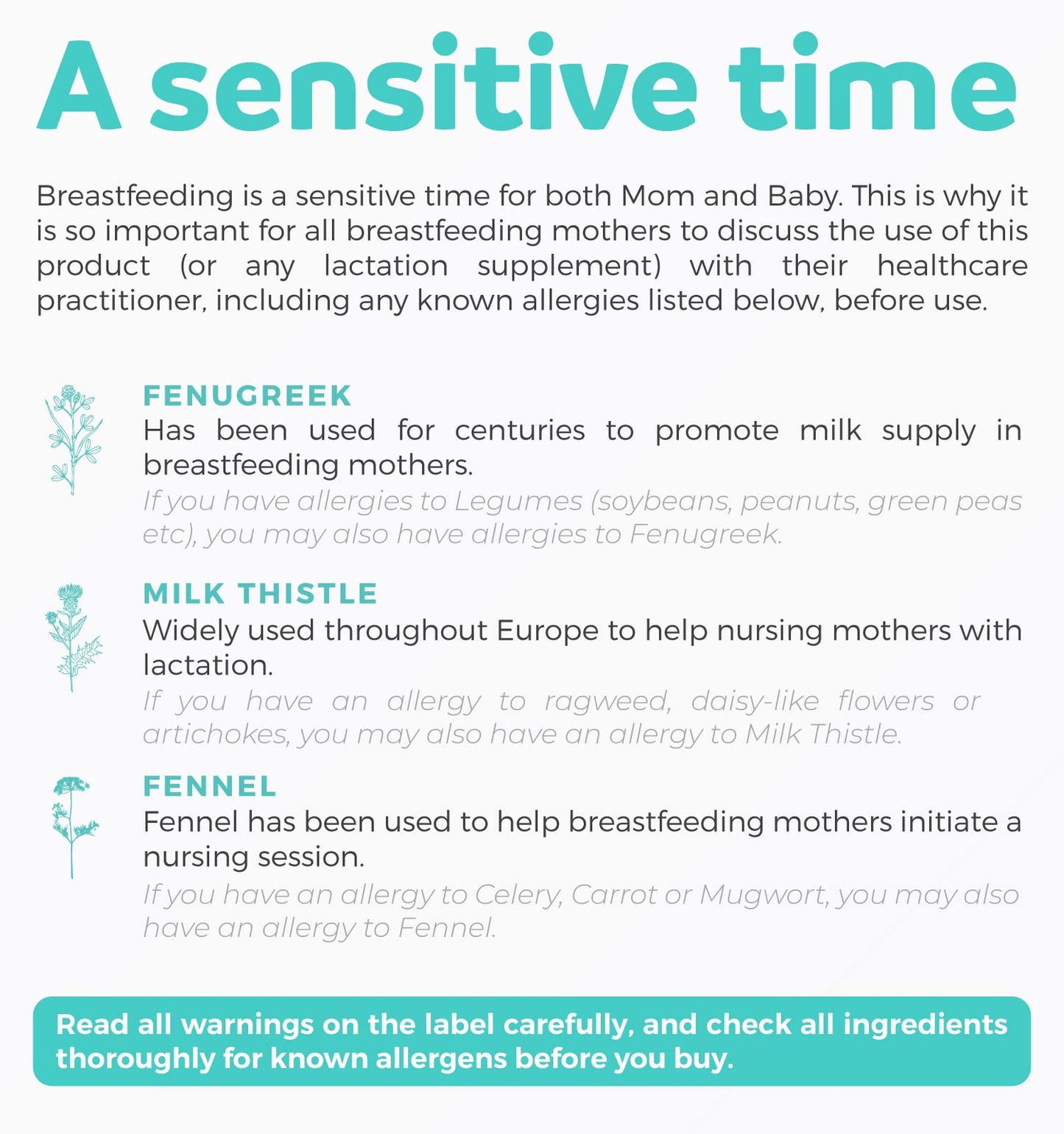 USDA Organic Lactation Supplement - Increase Milk Supply with Herbal Breastfeeding Support - Aid for Mothers - Organic: Fenugreek Seed, Fennel & Milk Thistle - 60 Vegan Capsules (No Pills or Cookies)