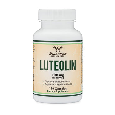 Double Wood Supplements Luteolin Supplement 100mg Servings of Bioactive Flavanoids (120 Capsules, Gluten Free) Potent Polyphenols Flavonoid for Brain and Cardiovascular Support