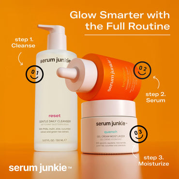 serum junkie BRIGHTEN 15% Stabilized Vitamin C Serum with Glutathione, Ferulic Acid, Hexylresorcinol, Kakadu Plum, Vitamin E, Brightening, Glowing Skin, Anti-Aging 1 fl oz