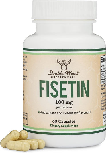 Fisetin Supplement - 100mg of Bioactive Flavnonols, 60 Count (Bioflavonoid Polyphenols Supplement Similar to Apigenin, Luteolin, and Quercetin) Aging Support Senolytic by Double Wood