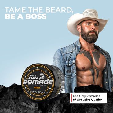 Bossman Hair & Beard Pomade for Men (Gold Scent) – Medium Hold & Moisturizing for Hair, Beard & Mustache Styling – Made in USA