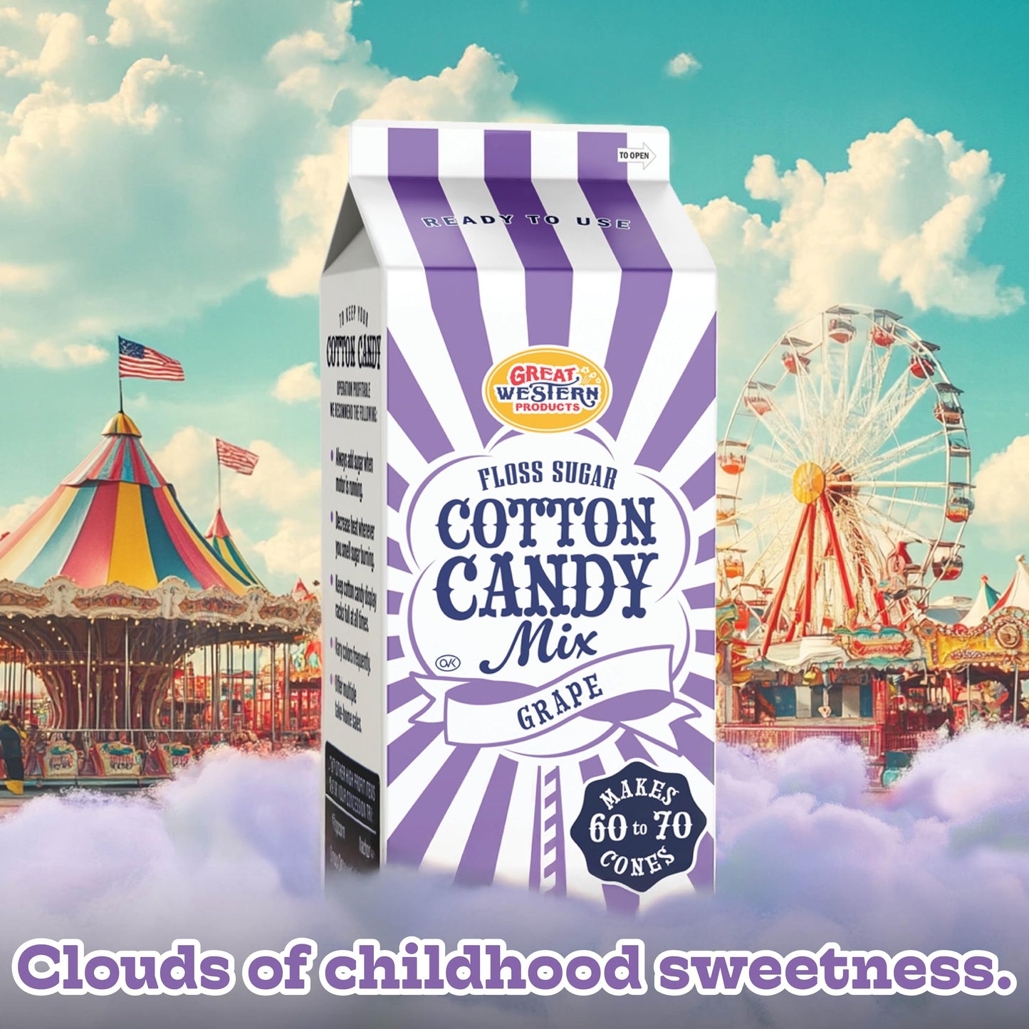 Premium America Grape Cotton Candy Floss Sugar Carnival-Style Fluffy Fun, Pre-Mixed & Ready to Use for Parties, Events & Festivals 3.25 lb Cartons Case of 3