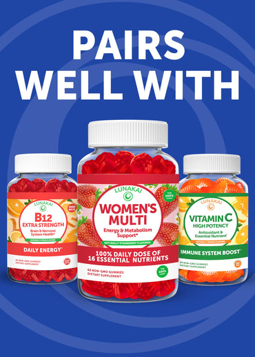 Lunakai Energy Gummies – USA Made Natural Energy Supplements – Vegan Vitamin B12 Gummies for Women & Men – Delicious Methyl B12 3000 mcg, 60ct