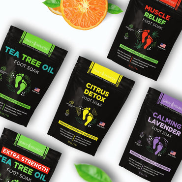 DAILY REMEDY Tea Tree Oil & Citrus Foot Soak Set, Pack of 2, for Foot Pain, Odor, Sore Feet, Athlete’s Foot, Soften Calluses - Natural Blend & Salts, Made In USA