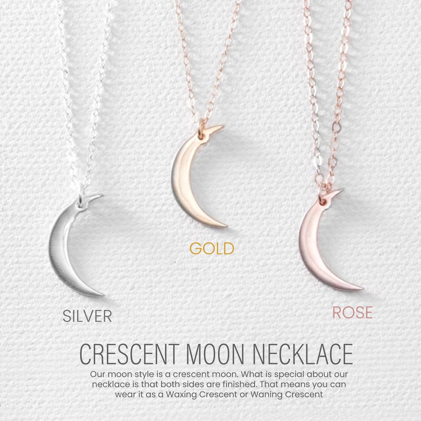 Gracefully Made Jewelry Moon Necklace - Dainty Crescent Moon Necklace for Women (Made in The USA (Gold)