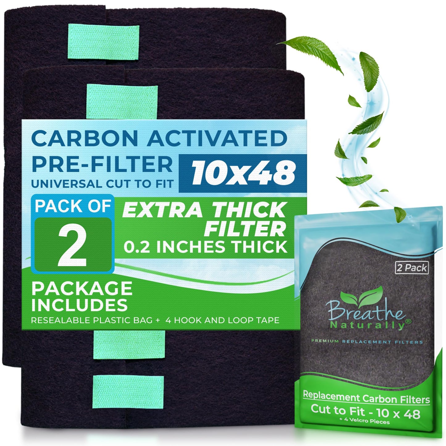 Breathe Naturally Universal Cut To Fit Carbon Activated Air Filter - Replacement Charcoal Filters - Pre Filter Carbon Sheet for Air Purifier, Vent Filters & More - Made in USA