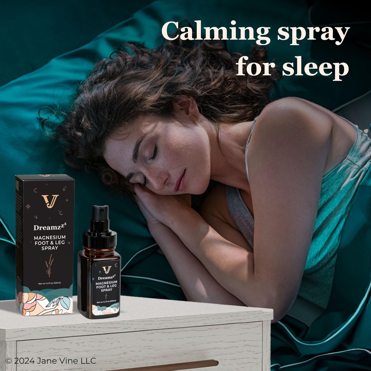 Jane Vine Dreamzzz Magnesium Spray for Feet and Sleep – Blended Formula Magnesium Oil with Lavender & Coconut Oil - Topical Magnesium Body Foot and Leg Spray for Women - Reduced Stickiness - 4.2 oz