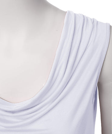 FASHIONOLIC Women's Cowl Neck Ruched Draped Sleeveless Stretchy Blouse Casual Tank Top (Made in USA)