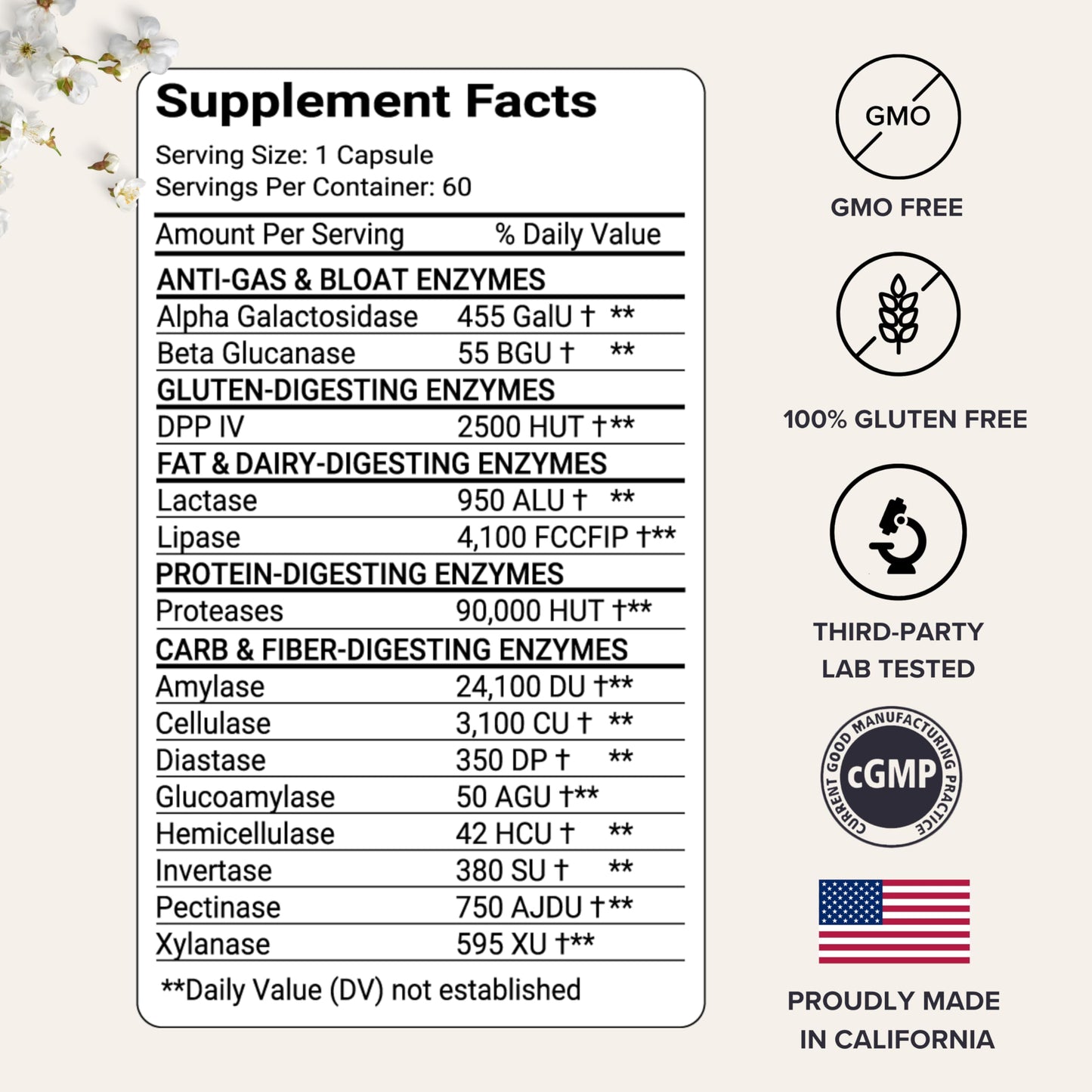 Aeva Digestive Enzymes – Anti-Bloat & Gas Relief for Dairy, Gluten, Protein & Fat – Broad-Spectrum Enzyme Formula with Single Capsule Convenience – Made in California & Functional Medicine Backed