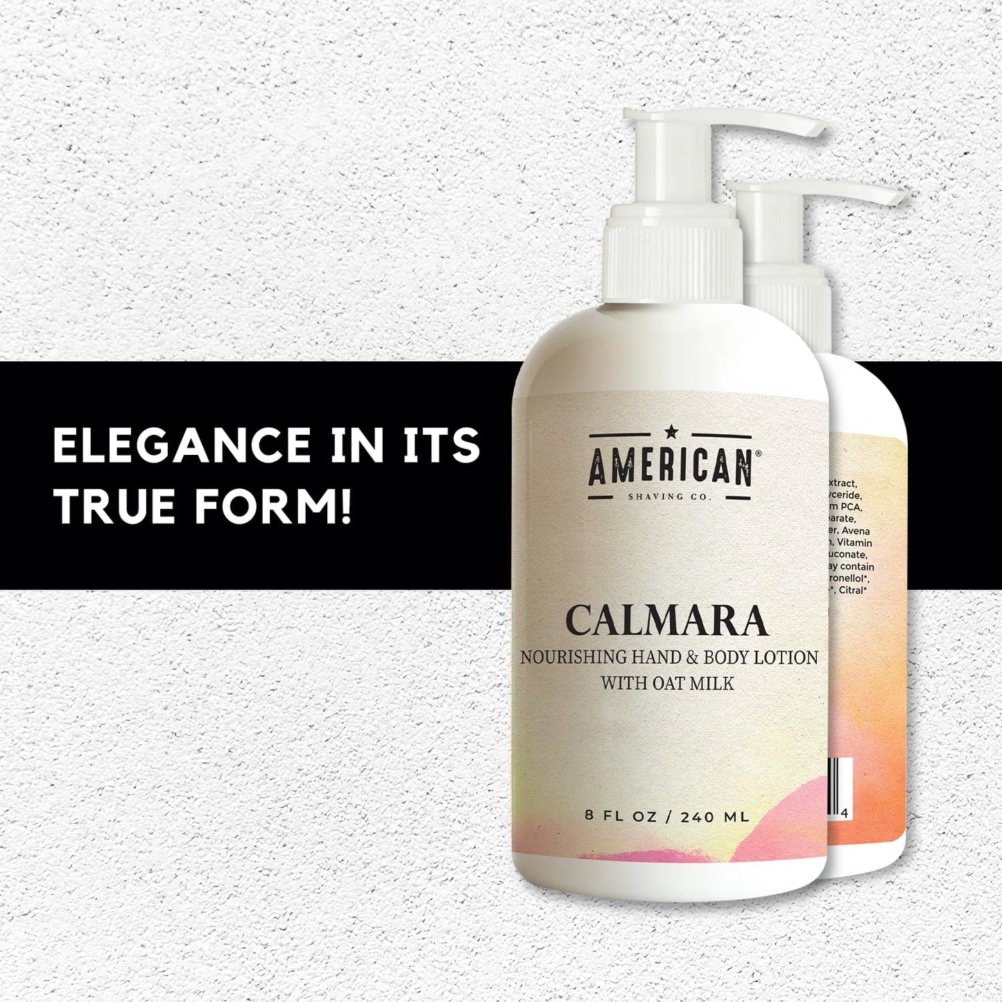 American Shaving Co. Calmara Nourishing Hand & Body Lotion With Oat Milk, 8 Oz, Made in USA, Gentle Formula, Quality Potent Ingredients, Non-GMO, GMP Certified, Cruelty-Free Products