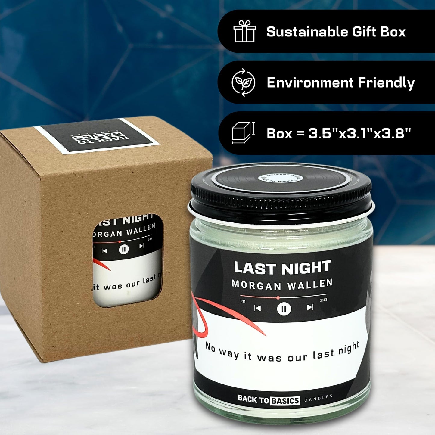 Back to Basics Candles | Last Night - 9oz Soy Wax Fir Balsam Scented Candle for Home Decor, Birthday Gifts for Women, Men, Best Friend | Relaxing Aromatherapy Made in USA