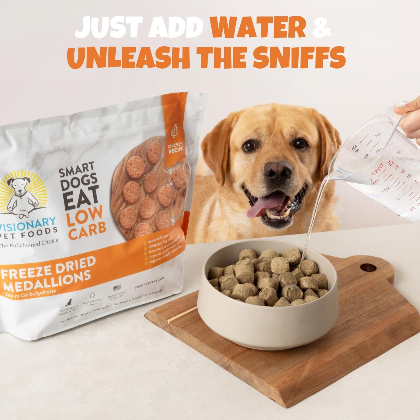 Visionary Pet Foods Chicken Freeze Dried Dog Food, Healthy Training Treats for Puppy or Large Dogs, High Protein, Low Carb, Grain Free, Weight Control, Single Ingredient No Additives, Value Size 25oz