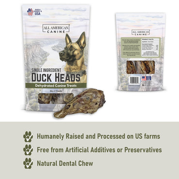 All American Canine Quack Pack – Dehydrated Duck Feet, Necks, Heads and Jerky for Dogs – Single Ingredient, High Protein Chews – Grain-Free, Made in USA