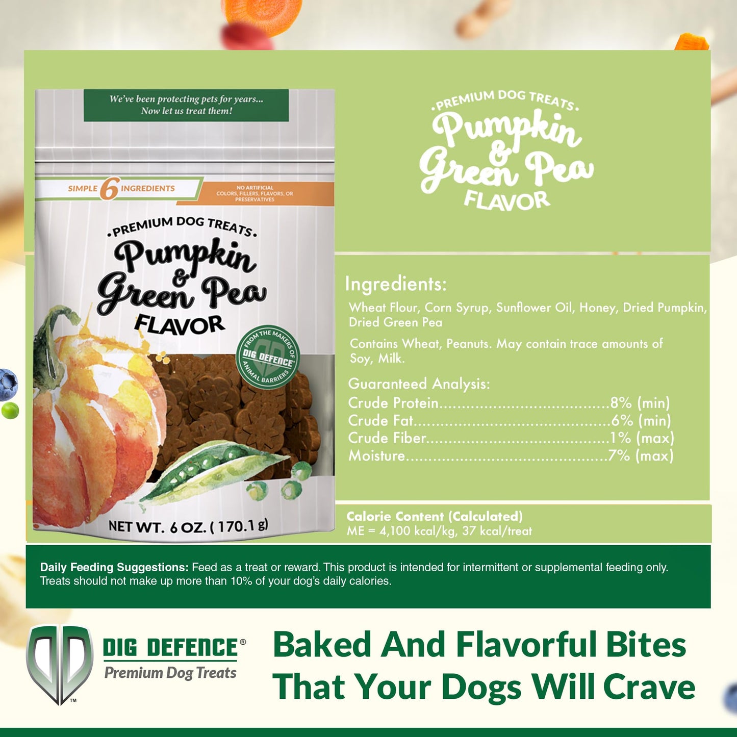 Dig Defence Premium Dog Treats - Pumpkin/Green Pea and Sweet Potato/Apples, Natural Ingredients, Baked Gourmet Snacks for Small & Big Dogs, Healthy Training Treat, 2 Pack
